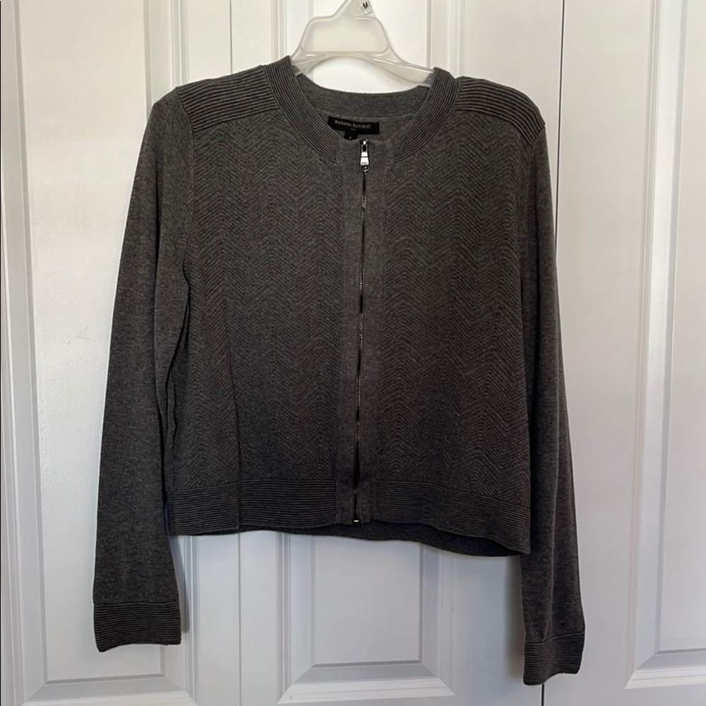 Banana Republic Gray Zip-Up Cardigan - Large